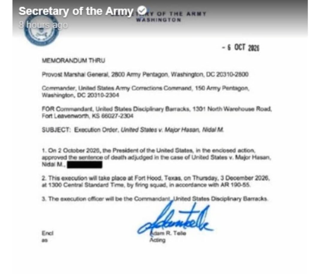 Трамп одобри воена егзекуција со стрелање за масакрот во Форт Худ Трамп одобри воена егзекуција со стрелање за масакрот во Форт Худ